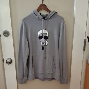 Karl Lagerfeld Gray Hoodie with Graphic Design_1